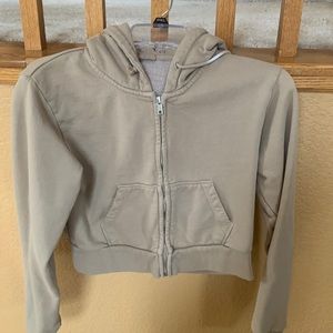 John Galt cropped zip up tan